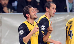 Temporada 14-15. Champions League. Malmö - Atlético de Madrid. Koke celebra el primer gol del encuentro.