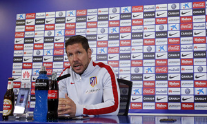 temporada 14/15. Rueda de prensa de Simeone en el estadio Vicente Calderón.