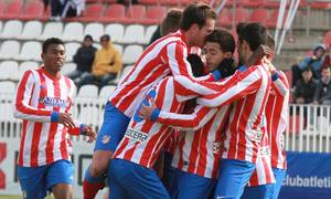 Alegría del Atlético B tras marcar el gol al Real Madrid C. Temporada 12/13.