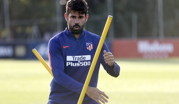 Diego Costa, en una sesión del Atlético (Foto: ATM).