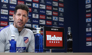 temporada 18/19. Rueda de prensa de Simeone en la ciudad deportiva Wanda. Simeone durante la rueda de prensa