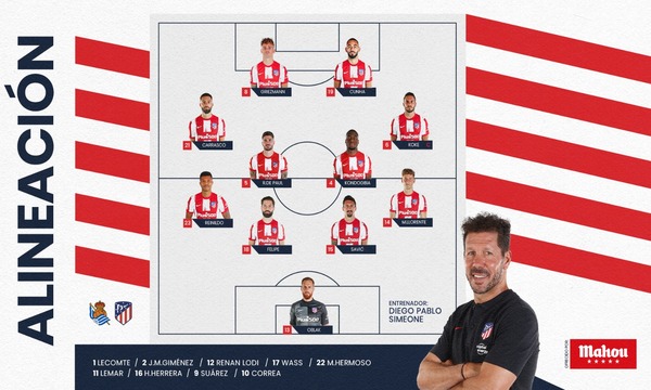 Alineaciones de atlético de madrid contra real sociedad