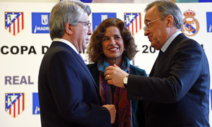 temporada 13/14. Acto. Presentación Seminfinales copa del Rey. Ayuntamiento. Cerezo Ana Botella y Florentino