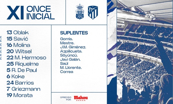 Alineaciones de u. d. las palmas contra atlético de madrid