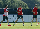 temporada 13/14. Entrenamiento en la Ciudad deportiva de Majadahonda. Jugadores corriendo durante el entrenamiento