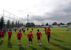 temporada 13/14. Entrenamiento en la Ciudad deportiva de Majadahonda. Jugadores realizando ejercicios físicos durante el entrenamiento