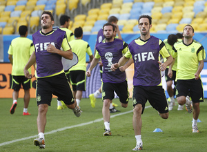 Mundial 2014. Juanfran y Koke entrenan con la selección en Maracaná