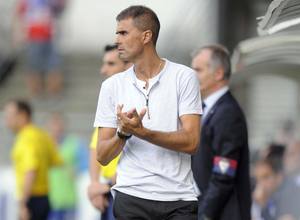 Gaizka Garitano, entrenador del Eibar, durante el partido frente a la Real Sociedad