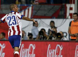 Atlético de Madrid - Celta. Miranda, celebra el gol del empate