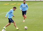 Temporada 14/15. Entrenamiento 07/10. Gabi y Jesús Gámez durante un ejercicio. Foto: Ángel Gutiérrez.