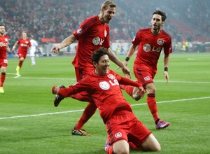 El Leverkusen celebrando un gol.
