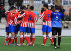 Los jugadores del Atlético C celebran uno de los goles conseguidos ante el Atlético Pinto