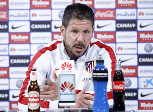 Diego Pablo Simeone, durante la rueda de Prensa en la sala de Prensa de la Ciudad Deportiva