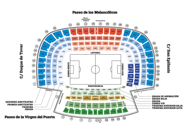 Temporada 2015/16. Mapa sectores estadio