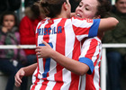 Temporada 2012-2013. Priscila y Amanda celebran juntas un gol