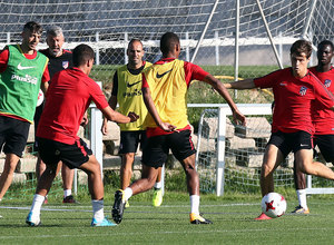 Entrenamiento del Atlético B previo al inicio de la Liga 2017-18