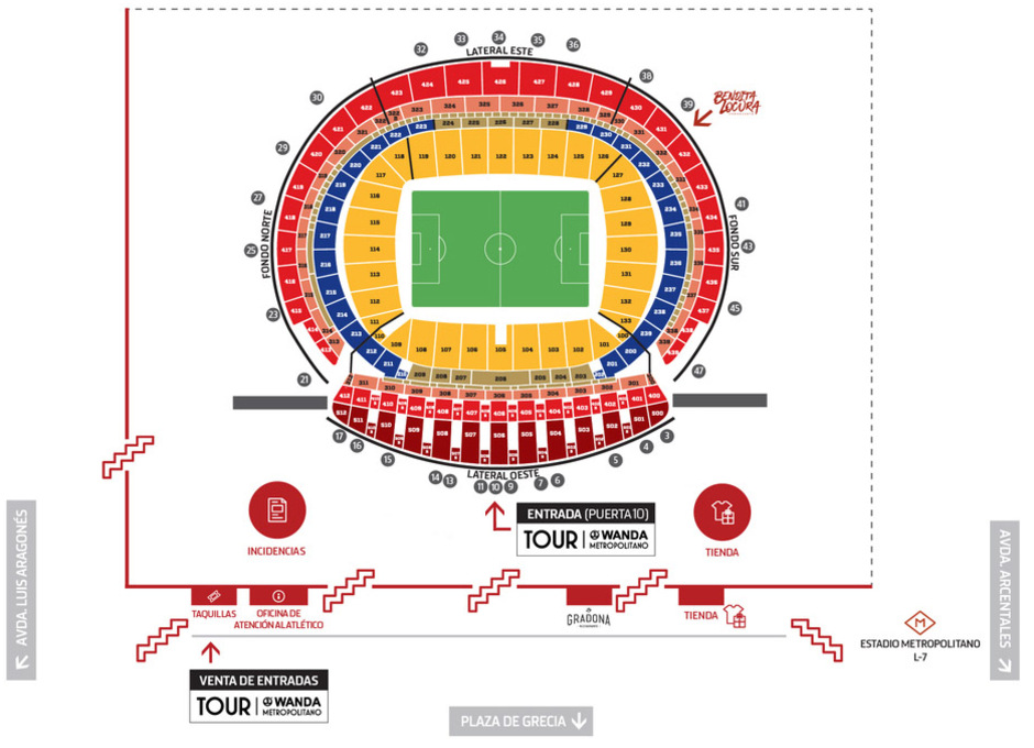 Temporada 2018/19. Plano Mapa Tour. 27/12/2018. Español. Acceso puerta 10