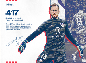 Temp. 23-24 | Jan Oblak iguala a Gabi como el octavo jugador con más partidos en la historia del club | ESP