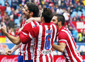 temporada 13/14. Partido Atlético-Valladolid. Celebración gol de Raúl García